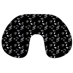 Black Music Notes Travel Neck Pillows by snowwhitegirl