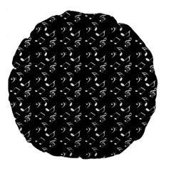 Black Music Notes Large 18  Premium Flano Round Cushions by snowwhitegirl