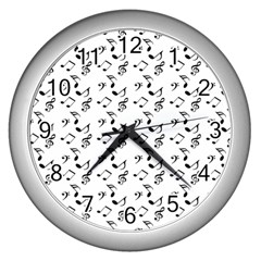 White Music Notes Wall Clocks (silver) 