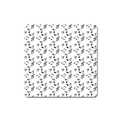 White Music Notes Square Magnet by snowwhitegirl