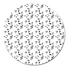 White Music Notes Magnet 5  (round) by snowwhitegirl