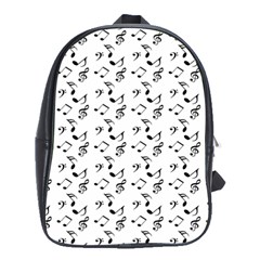 White Music Notes School Bag (large) by snowwhitegirl