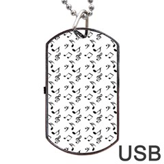 White Music Notes Dog Tag Usb Flash (two Sides) by snowwhitegirl