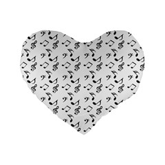 White Music Notes Standard 16  Premium Heart Shape Cushions by snowwhitegirl