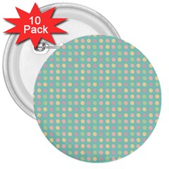 Pink Peach Green Eggs On Seafoam 3  Buttons (10 Pack)  by snowwhitegirl