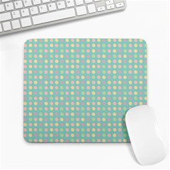 Pink Peach Green Eggs On Seafoam Large Mousepads by snowwhitegirl