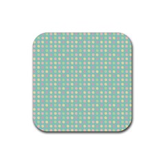 Pink Peach Green Eggs On Seafoam Rubber Coaster (square)  by snowwhitegirl