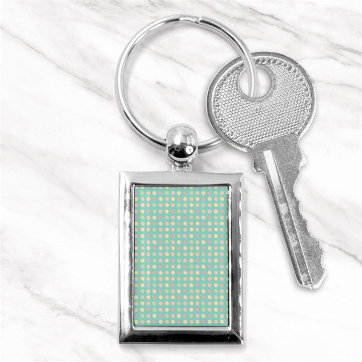 Pink Peach Green Eggs On Seafoam Key Chains (Rectangle) 