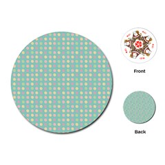 Pink Peach Green Eggs On Seafoam Playing Cards (round)  by snowwhitegirl