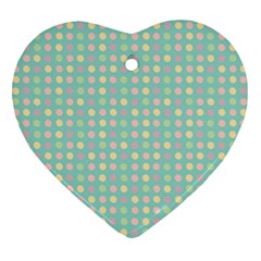 Pink Peach Green Eggs On Seafoam Heart Ornament (two Sides) by snowwhitegirl