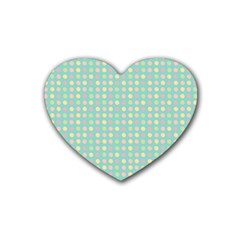 Pink Peach Green Eggs On Seafoam Rubber Coaster (heart)  by snowwhitegirl