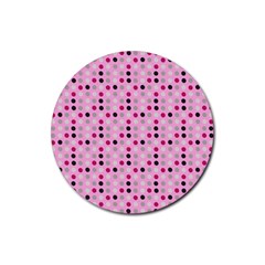 Grey Magenta Eggs On Pink Rubber Coaster (round)  by snowwhitegirl