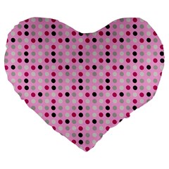 Grey Magenta Eggs On Pink Large 19  Premium Flano Heart Shape Cushions