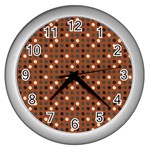 Grey Eggs On Russet Brown Wall Clocks (Silver)  Front