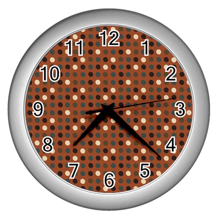 Grey Eggs On Russet Brown Wall Clocks (Silver) 