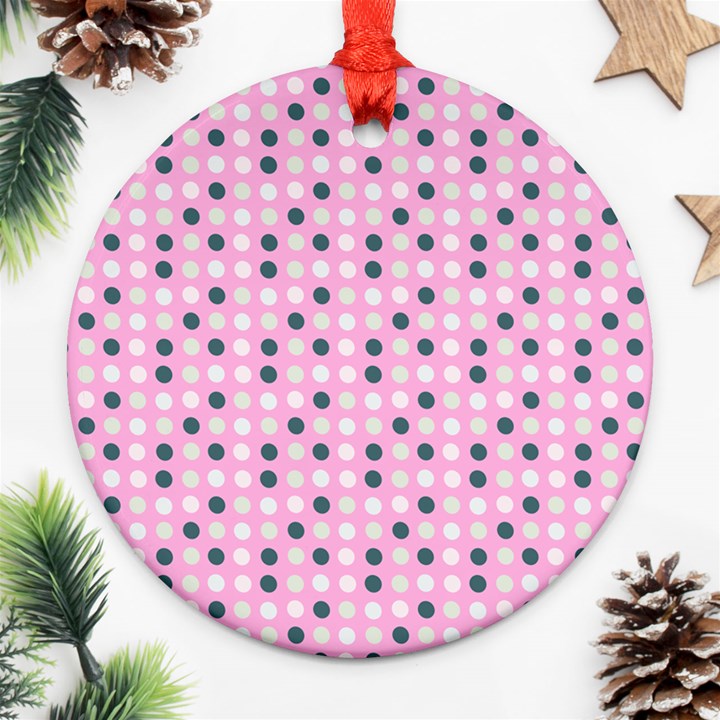 Teal White Eggs On Pink Ornament (Round)