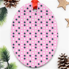 Teal White Eggs On Pink Ornament (oval) by snowwhitegirl