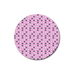 Teal White Eggs On Pink Rubber Round Coaster (4 Pack)  by snowwhitegirl