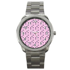 Teal White Eggs On Pink Sport Metal Watch by snowwhitegirl