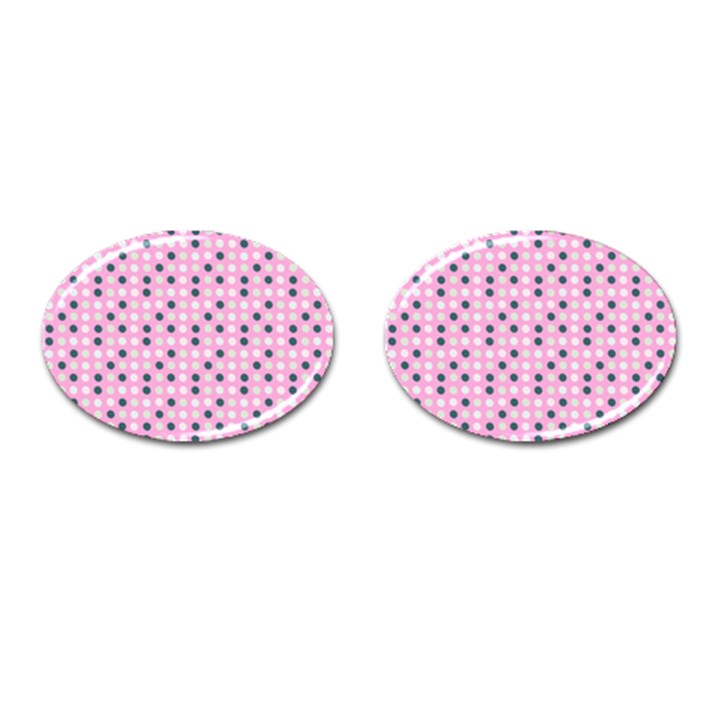 Teal White Eggs On Pink Cufflinks (Oval)