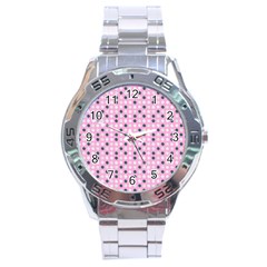 Teal White Eggs On Pink Stainless Steel Analogue Watch by snowwhitegirl