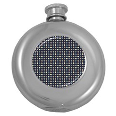 Beige Blue Cream Eggs On Grey Blue Round Hip Flask (5 Oz) by snowwhitegirl