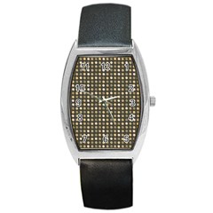 Grey Beige Eggs On Dark Grey Barrel Style Metal Watch