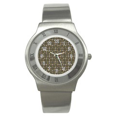 Grey Beige Eggs On Dark Grey Stainless Steel Watch