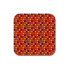 Yellow Black Grey Eggs On Red Rubber Coaster (square)  by snowwhitegirl