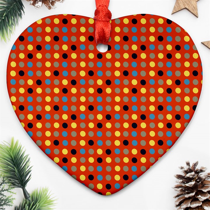 Yellow Black Grey Eggs On Red Heart Ornament (Two Sides)