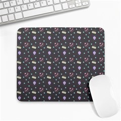 Cakes Yellow Pink Dot Sundaes Grey Large Mousepads by snowwhitegirl