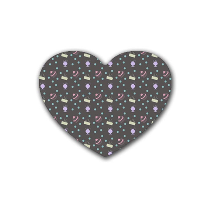 Cakes Yellow Pink Dot Sundaes Grey Heart Coaster (4 pack) 