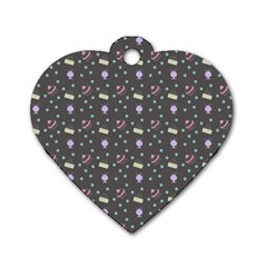 Cakes Yellow Pink Dot Sundaes Grey Dog Tag Heart (one Side) by snowwhitegirl