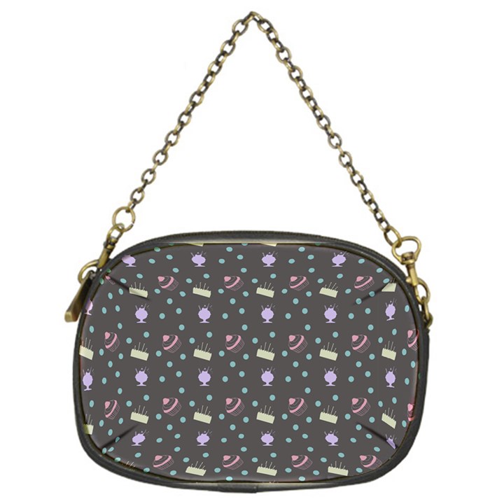 Cakes Yellow Pink Dot Sundaes Grey Chain Purses (One Side) 