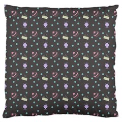 Cakes Yellow Pink Dot Sundaes Grey Large Cushion Case (one Side) by snowwhitegirl