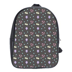 Cakes Yellow Pink Dot Sundaes Grey School Bag (xl) by snowwhitegirl