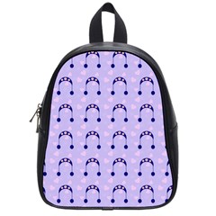 Winter Hat Snow Heart Lilac Blue School Bag (small) by snowwhitegirl