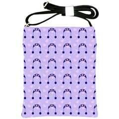 Winter Hat Snow Heart Lilac Blue Shoulder Sling Bags by snowwhitegirl