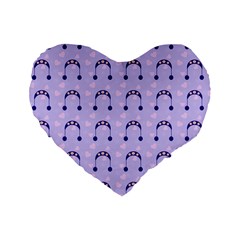 Winter Hat Snow Heart Lilac Blue Standard 16  Premium Flano Heart Shape Cushions by snowwhitegirl