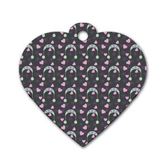 Winter Hat Hearts Snow Green Grey Dog Tag Heart (two Sides) by snowwhitegirl