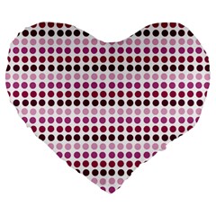 Pink Red Dots Large 19  Premium Heart Shape Cushions by snowwhitegirl