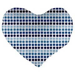 Blue Dots Large 19  Premium Heart Shape Cushions by snowwhitegirl