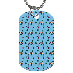 Winter Hat Red Green Hearts Snow Blue Dog Tag (one Side)