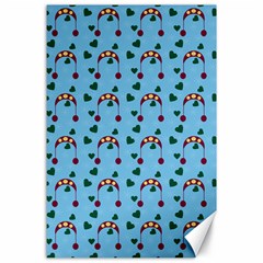 Winter Hat Red Green Hearts Snow Blue Canvas 24  X 36  by snowwhitegirl