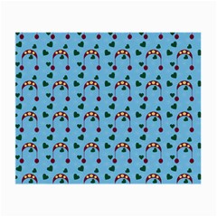 Winter Hat Red Green Hearts Snow Blue Small Glasses Cloth (2-side) by snowwhitegirl