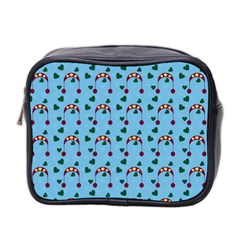 Winter Hat Red Green Hearts Snow Blue Mini Toiletries Bag 2-side by snowwhitegirl