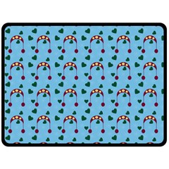 Winter Hat Red Green Hearts Snow Blue Fleece Blanket (large)  by snowwhitegirl