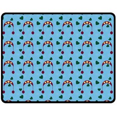 Winter Hat Red Green Hearts Snow Blue Fleece Blanket (medium)  by snowwhitegirl