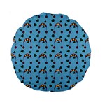 Winter Hat Red Green Hearts Snow Blue Standard 15  Premium Round Cushions Front