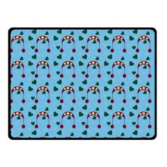 Winter Hat Red Green Hearts Snow Blue Double Sided Fleece Blanket (small)  by snowwhitegirl